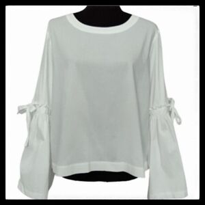Laundry by Shelli Segal White Bell Sleeve Blouse Tie Closure Size XL #26